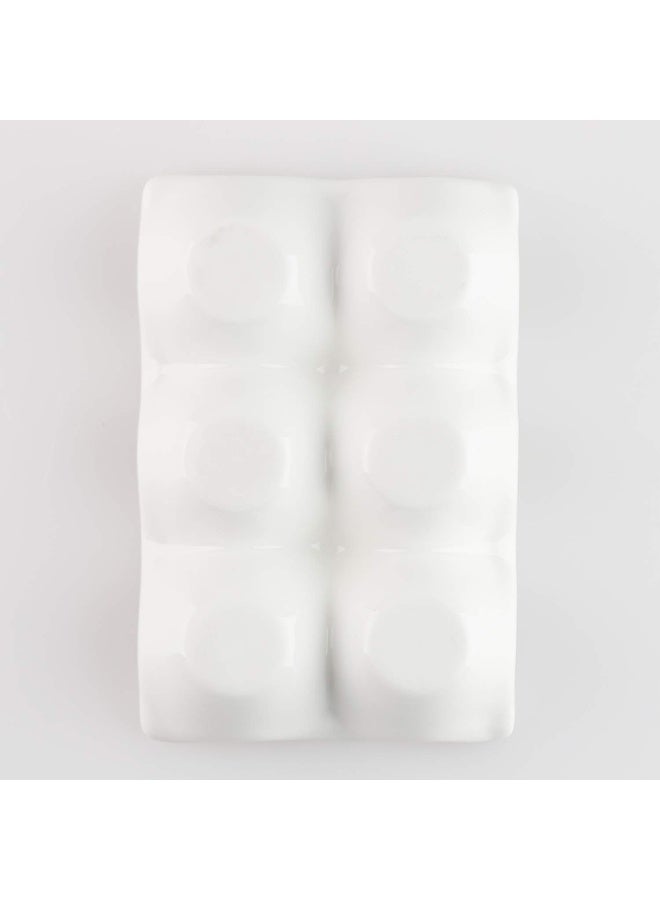 forkmannie Ceramic Egg Holder 6 Cups Egg Tray Porcelain Fresh Egg Holder for Fridge Countertop Kitchen Storage (White) - Image 3